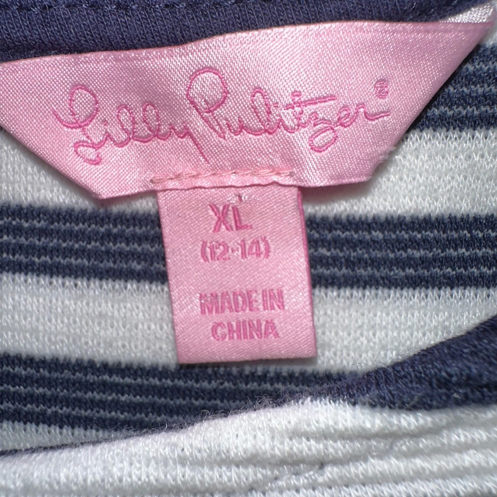 Lilly Pulitzer Charlene‎ Striped Knit Dress Gold Button Detail Girls Size XL - Picture 3 of 5